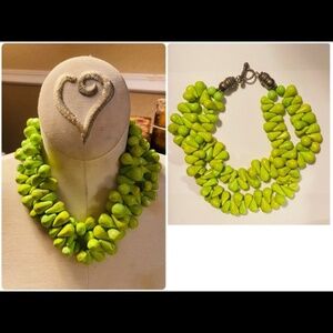 Genuine Teardrop Green Turquoise Necklace